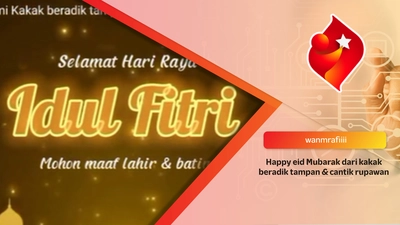 Happy eid Mubarak dari kakak beradik tampan & cantik rupawan