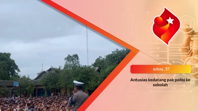 Antusias kedatang pak polisi ke sekolah